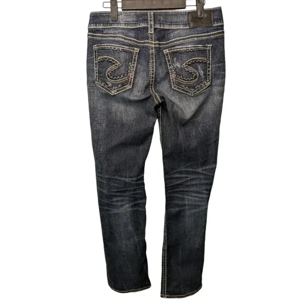 Silver Suki Womens Size W29/L32 Mid Straight Leg Stretchy Jeans Dark Wash - Picture 5 of 15